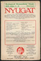 1929 A Nyugat című folyóirat XXII. évfolyamának 7. száma, benne Illyés Gyula, Tersánszky Jenő, Ignotus és mások írásaival