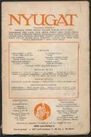 1929 A Nyugat című folyóirat XXI. évfolyamának 21. száma, benne Gelléri Andor Endre, Tersánszky Jenő, Schöpflin Aladár és mások írásaival