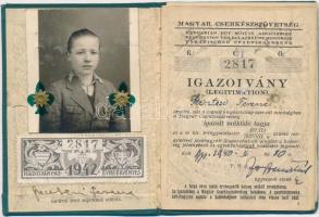 1942 A Magyar Cserkészszövetség tagsági igazolványa fotóval és vásárlási betétlappal / Scout certifi...