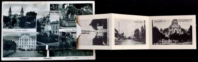 Jászapáti, leporellós képeslap vasútállomással; Molnár Jánosné kiadása