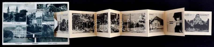 Jászapáti, leporellós képeslap vasútállomással; Molnár Jánosné kiadása