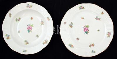 Herendi Eton mintás lapos és mély tányér, kézzel festett, jelzett, hibátlan, d:24 és 25 cm