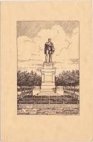 Zombor, Schweidel szobor, rézkarc; Délvidéki Egyetemi és Főiskolai Hallgatók Egyesülete / statue, etching s: Lamoss