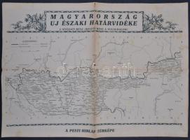 1938 Magyarország új északi határvidéke I-II. A Pesti Hírlap térképe, kétoldalas, apró szakadással