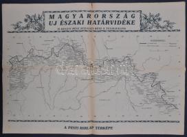 1938 Magyarország új északi határvidéke I-II. A Pesti Hírlap térképe, kétoldalas, apró szakadással