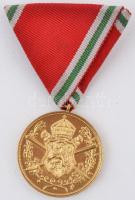Bulgária 1933. "Háborús emlékmedál 1915-1918" aranyozott fém kitüntetés mellszalagon T:1-
...