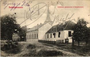 Székelykeresztúr, Unitárius gimnázium a templommal; Jakab István kiadása / Unitarian grammar school, church (EK)