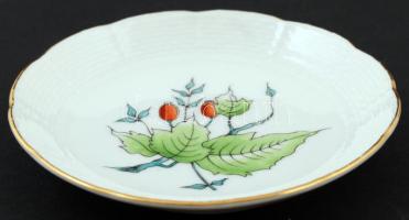 Herendi csipkebogyós kis tányér, kézzel festett, hibátlan/  Herendi chinaware plate, d:10cm