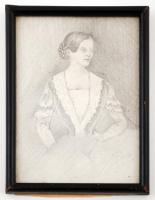 Vastag jelzéssel: Női portré, pasztell, papír, üvegezett fa keretben, 15,5×11,5 cm