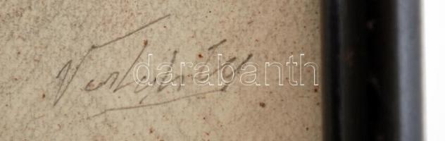 Vastag jelzéssel: Női portré, pasztell, papír, üvegezett fa keretben, 15,5×11,5 cm