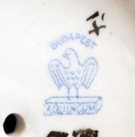 Aquincumi porcelán női akt, kézzel festett, jelzett / Hand painted porcelain female nude, m: 23cm