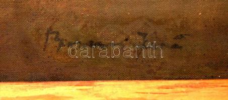 Olvashatatlan jelzéssel: Absztrakt alakok, olaj, vászon, fa keretben, 54×38,5 cm