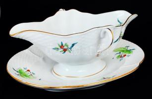 Herendi csipkebogyó mintás hiányos étkészlet, kézzel festett, jelzett, hibátlan, összesen:23 db