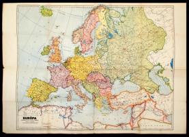 cca 1941 Koch Ferenc: Európa térképe 80x60 cm