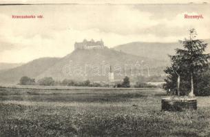 Krasznahorka, vár, Keresztre feszített Jézus szobra, kiadja Fuchs József / castle, Crucified Jesus statue (EK)