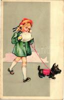 Little girl with dog, Cecami N. 1035. (EK)