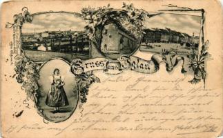 4 db RÉGI cseh városképes lap vegyes minőségben; Iglau, Teplitz, Eger, Pisek / 4 old Czech town-view...