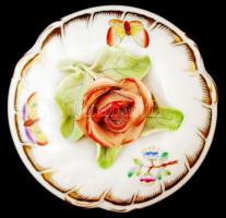 Herendi Viktória mintás bonbonier, apró lepattanás a rózsán, kézzel festett, jelzett, m:10 cm, d:12 ...