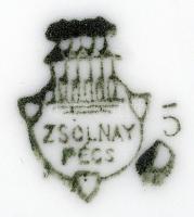Zsolnay csupor, matricás, jelzett, kopottas, 10x10cm