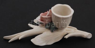 ENS gyertyatartó, porcelán, virággal, hibátlan, 14x5cm