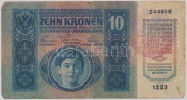 1915. 10K piros "MAGYARORSZÁG" körbélyegzéssel T:III