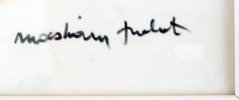 Macskássy Izolda (1945-): Lány virágcsokorral. Vegyes technika, selyem, üvegezett keretben, jelzett,...