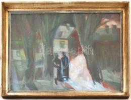 Cs. Nagy András (1927-): Tél. Tempera, farost, jelzett, üvegezett keretben, 60×80 cm