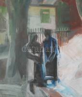 Cs. Nagy András (1927-): Tél. Tempera, farost, jelzett, üvegezett keretben, 60×80 cm