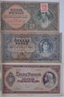 28db-os vegyes korona, pengő bankjegy gyűjtemény lefűzőmappában, közte két replika T:vegyes 
28pcs o...