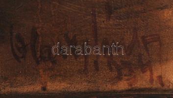 Olaszy Sándor (1902-?): Virág csendélet, olaj, vászon, díszes fa keretben, 79×58,5 cm