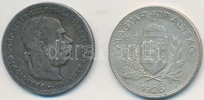 1926. 1P Ag + Ausztria 1895. 1K Ag T:2,3