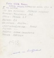 1938 Csík Ferenc (1894-1984): Kőbányában, pecséttel jelzett, feliratozott, vintage fotóművészeti alk...