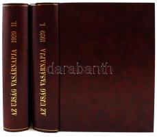 1929 Az Újság Vasárnapja,Budapest. A legnagyobb legtartalmasabb szépirodalmi hetilap. 1929 összes száma két kötetben.  Egybekötve, jó állapotban.