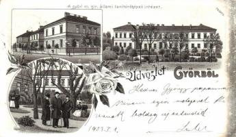 Győr, M. kir. állami tanítóképző intézet, floral litho