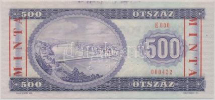 1980. 500Ft "E 000 - 000422" sorozat és sorszámmal, piros "MINTA" felülnyomással...