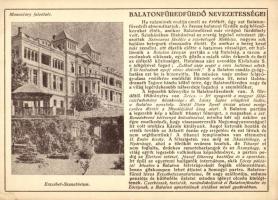 Balatonfüredfürdő nevezetességei, Erzsébet szanatórium, kiadja Farkasfalvi Kornél (EK)