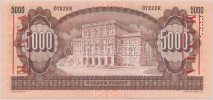 1995. 5000Ft "J 00000545" sorszámmal illetve piros "MINTA" felülnyomással és per...