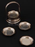 12 db fém alátét, tartóval, d: 7 cm