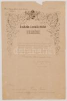 1906 Címzetes őrnagyi kinevezés báró Vécsey István részére. Jekelfalussy Lajos honvédelmi miniszter saját kezű aláírásával