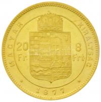 1877KB 8Ft/20Fr Au "Ferenc József / Fiumei címer" (6.46g/0.900) T:2,2- felületi karc
Hunga...