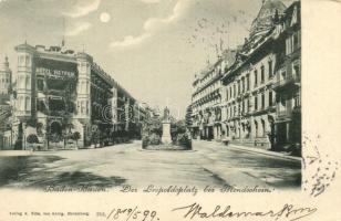 1899 Baden-Baden, Der Leopoldsplatz bei Mondschein