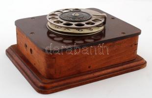 cca 1920 Antik tárcsázó fali telefon-készülékhez bakelit fedlappal / Telephone part. Works well