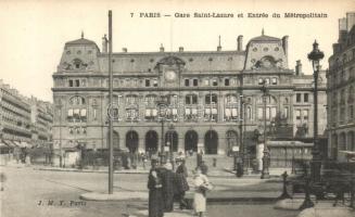 Paris, Gare Saint Lazare et Entrée du Métropolitain / railway station