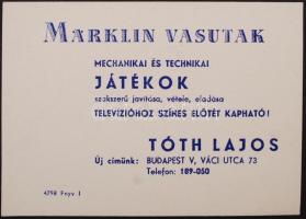 cca 1940 Märklin vasútmodell reklám kártya