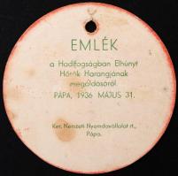 1936 Pápa: Emlék a Hadifogségban Elhunyt Hősök Harangjának megáldásról. Litho nyomtatvány