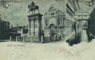 1897 Venice, Venezia; Monumento Bartolomeo Colleoni, Ponte dei Sospiri / monument, bridge (wet corner)