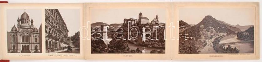 cca 1890 Karlsbad 40 db litho képet tartalmazó kihajtható leporello, egy helyen elvált / cca 1890 Ka...