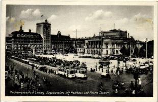 Leipzig, Reichsmessestadt, Augustusplatz, Hochhaus, Neuem Theater / square, theatre, trams, automobiles, NS So. Stpl