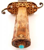 1987 Aranyazott ezüst (AG.) miniszteri dísztőr kovácsolt acél kétélű pengével, zománcozott hüvely, t...