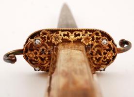 1987 Aranyazott ezüst (AG.) miniszteri dísztőr kovácsolt acél kétélű pengével, zománcozott hüvely, t...